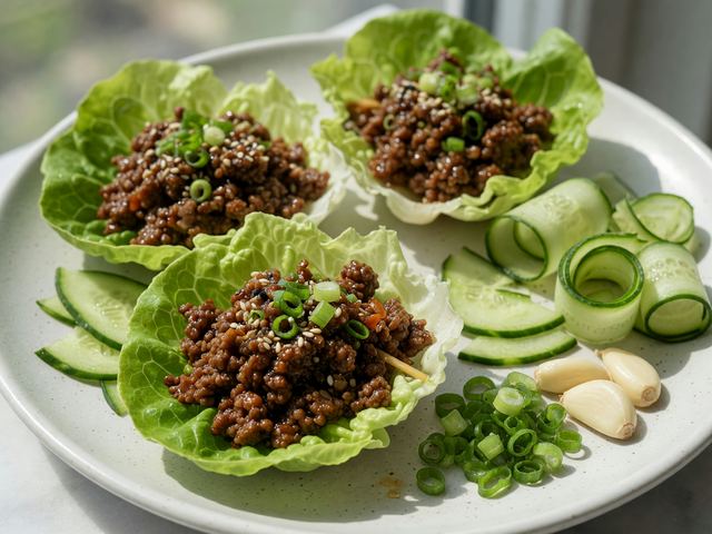 Ginger Sesame Beef Lettuce Cups