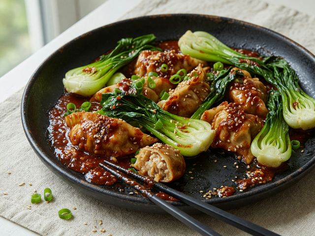 Gochujang Dumpling Bake with Greens