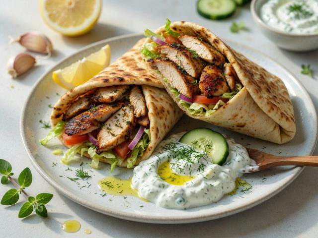 Greek Chicken Gyro Wraps with Cucumber Tzatziki