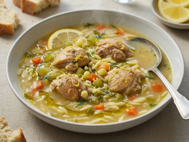 Greek Lemon Chicken Orzo Soup