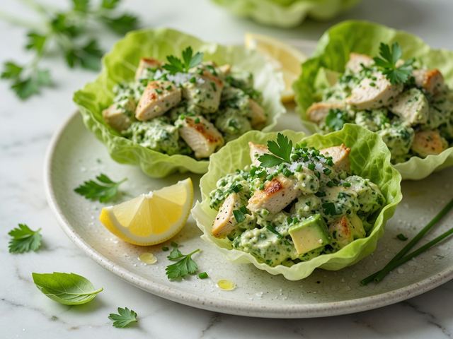 Green Goddess Chicken Salad Lettuce Cups