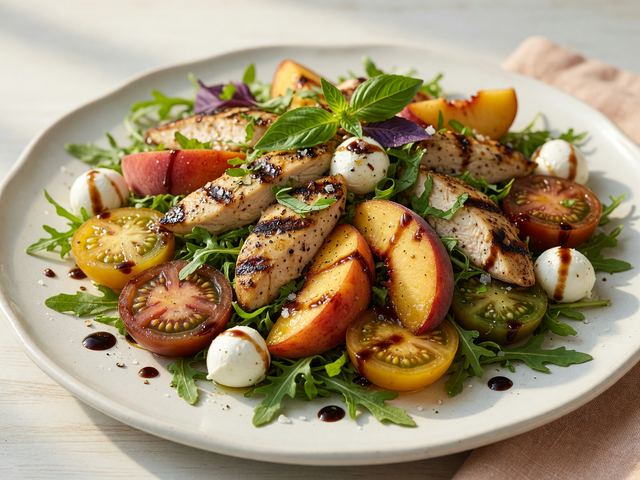 Grilled Peach Caprese Chicken Salad