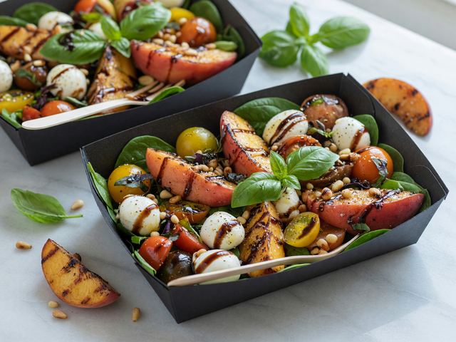 Grilled Peach Caprese Salad Boxes