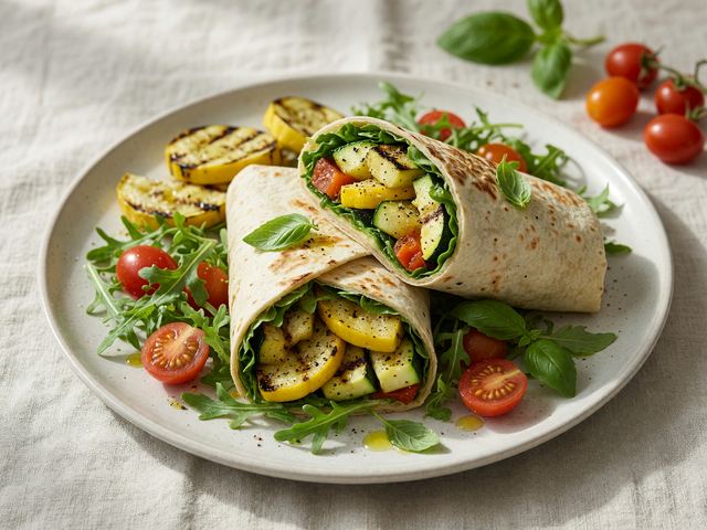 Grilled Squash & Arugula Wraps