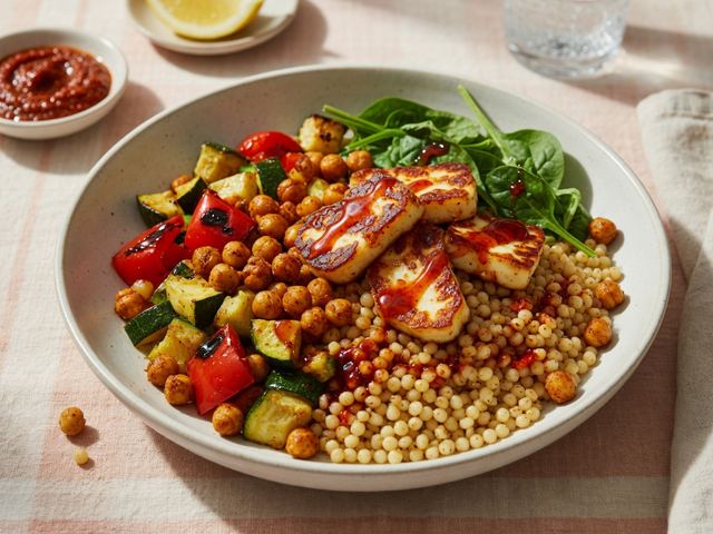 Harissa Honey Halloumi Couscous Bowls