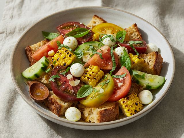 Heirloom Tomato & Charred Corn Panzanella Lunch Bowls