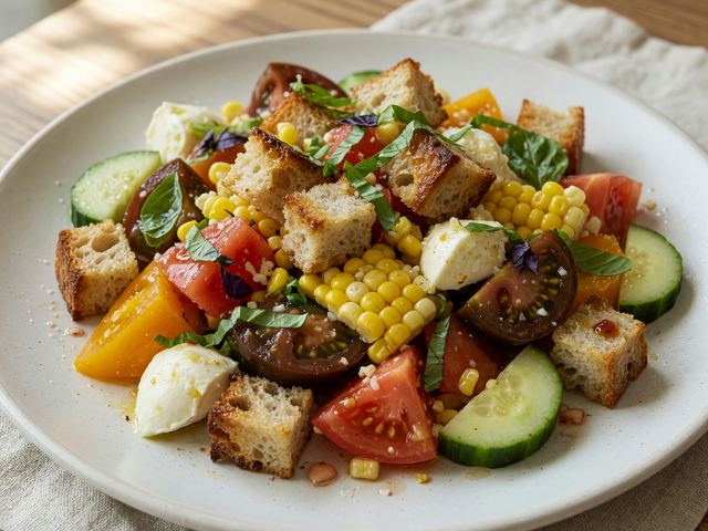 Heirloom Tomato Panzanella with Fresh Corn & Basil