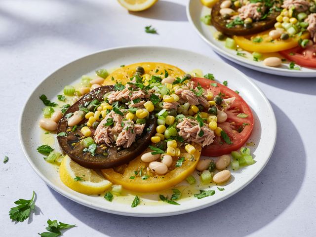 Heirloom Tomato Tuna & White Bean Cool Protein Plates