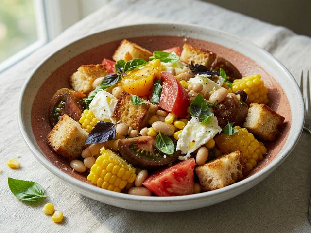 Heirloom Tomato White-Bean Panzanella Bowls