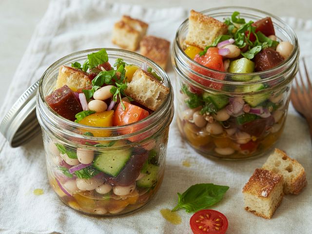 Heirloom Tomato White-Bean Panzanella Jars