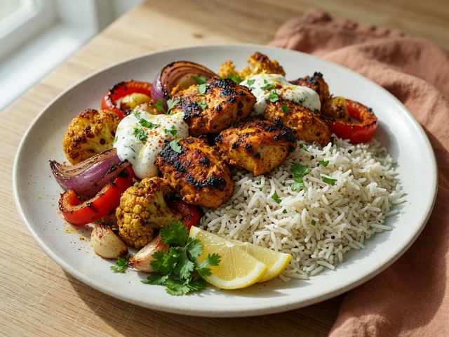 High-Protein Chicken Tikka Sheet-Pan Bowl