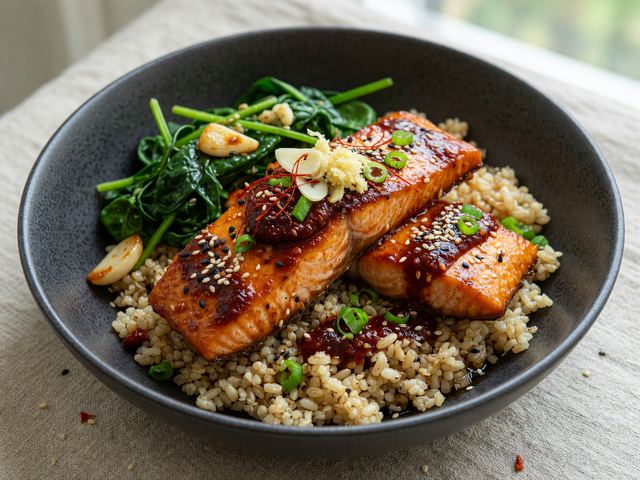 High-Protein Gochujang Salmon Rice Bowl