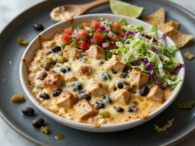 High-Protein Queso Chicken Dip Bowl