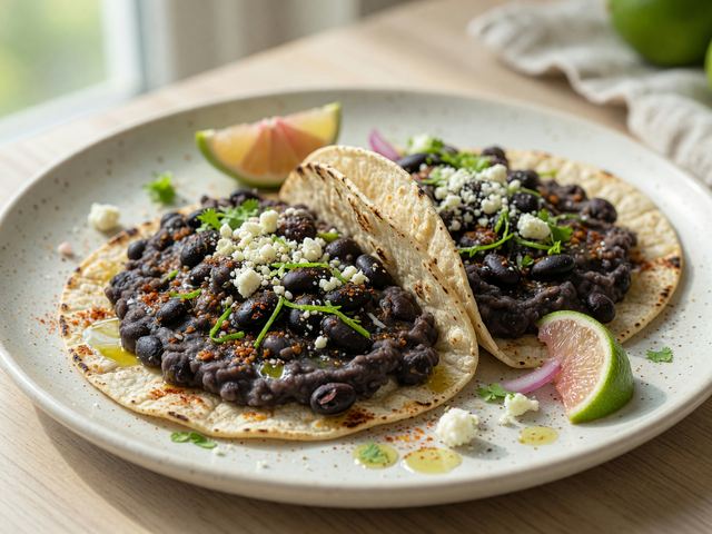 High-Protein Smashed Black Bean Tacos