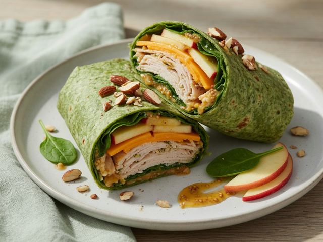 Honey Mustard Turkey Apple Cheddar Wraps