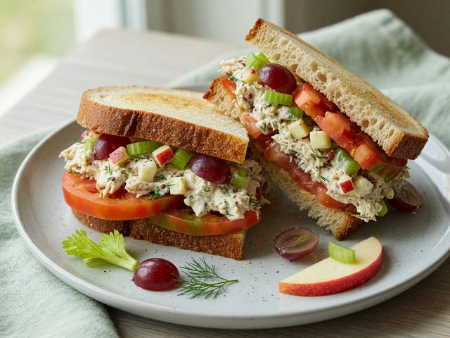Honeycrisp Apple Chicken Salad Sandwiches with Heirloom Tomato