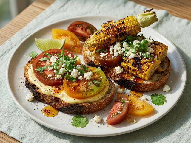 Hot-Honey Charred Corn & Heirloom Tomato Sandwiches
