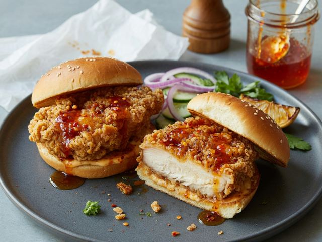Hot Honey Crispy Chicken Sandwiches