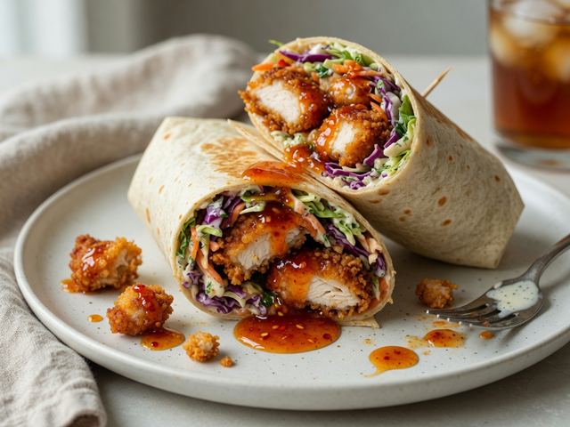 Hot Honey Crispy Chicken Wraps with Ranch Slaw