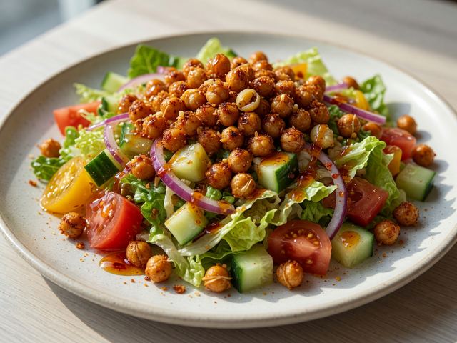 Hot-Honey Crunch Chickpea & Tomato Chopped Salad
