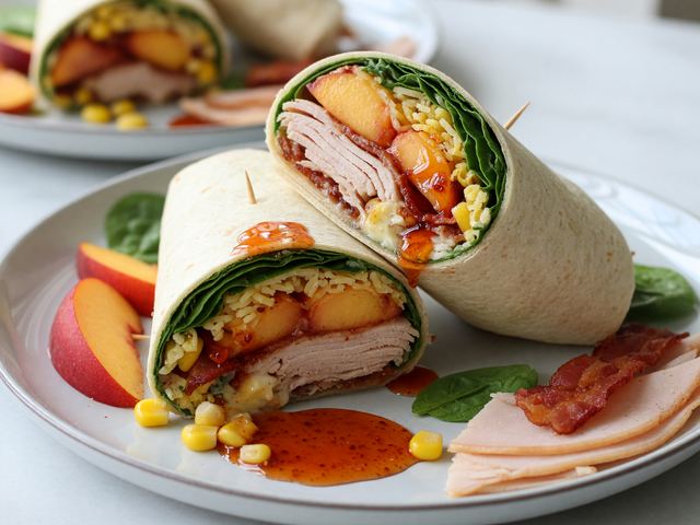 Hot-Honey Crunch Turkey & Peach Meal-Prep Wraps