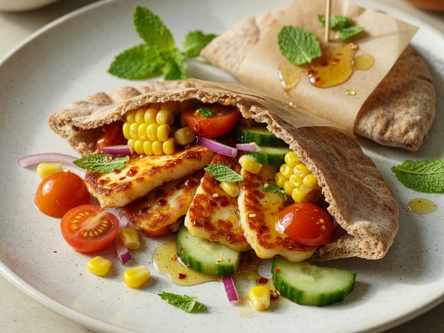 Hot-Honey Halloumi & Tomato-Corn Pita Packs