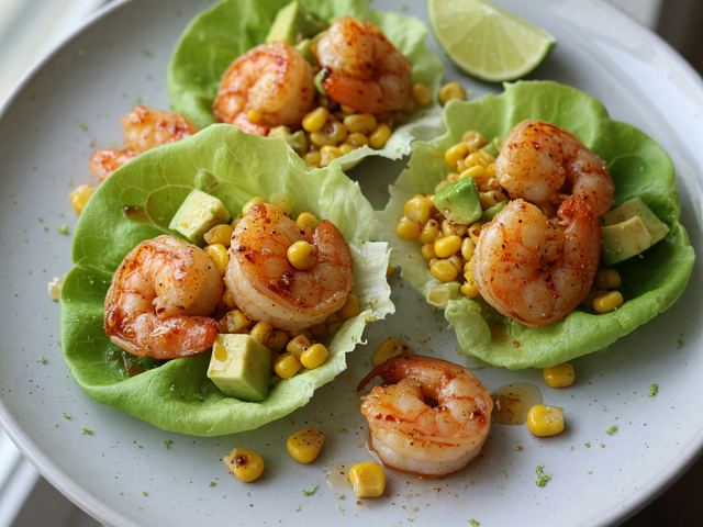 Hot-Honey Shrimp & Corn Salad Lettuce Wraps