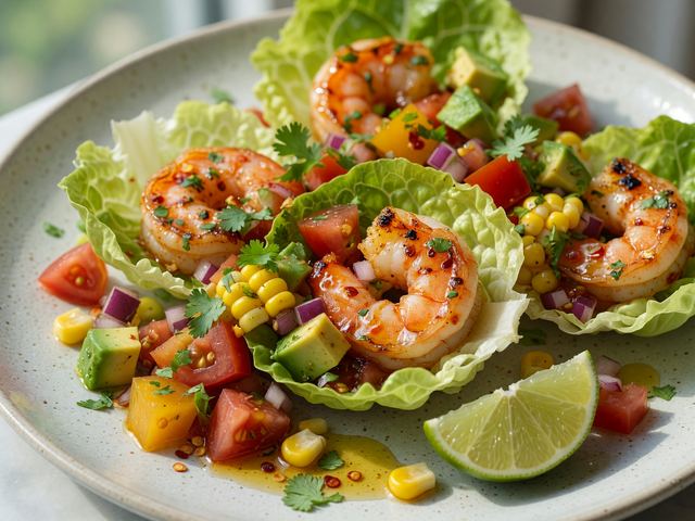 Hot-Honey Shrimp Lettuce Cups with Tomato-Corn Salsa