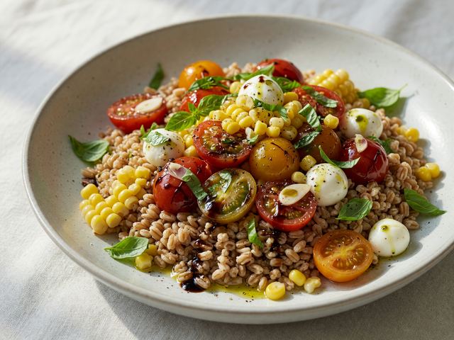 Italian Burst Tomato & Fresh Corn Farro Bowls
