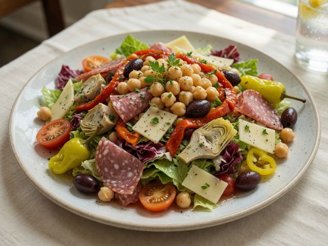 Italian Chopped Antipasto Salad with Salami & Provolone