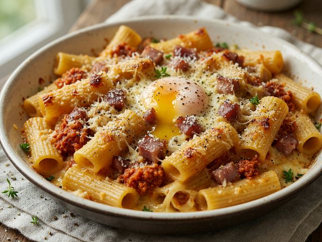 Italian Nduja Carbonara Pasta Bake