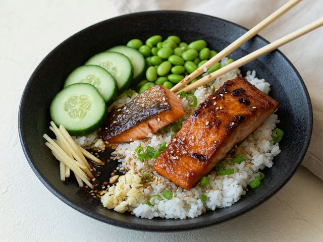 Japanese Salmon Rice Bowl Meal Prep