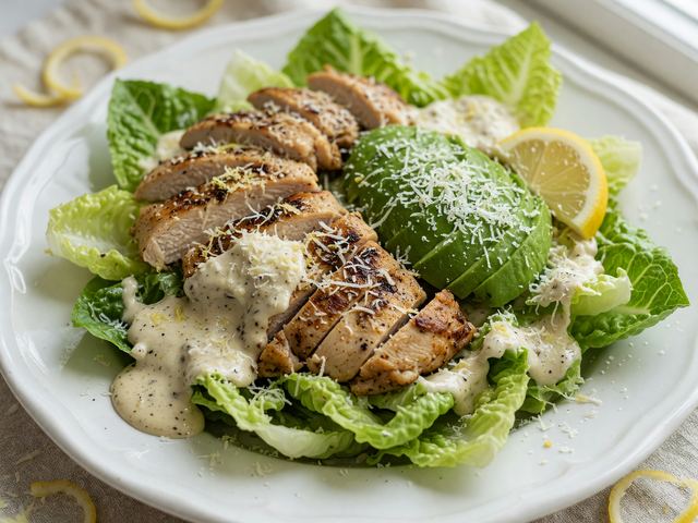 Keto Chicken Avocado Caesar Lettuce Bowls