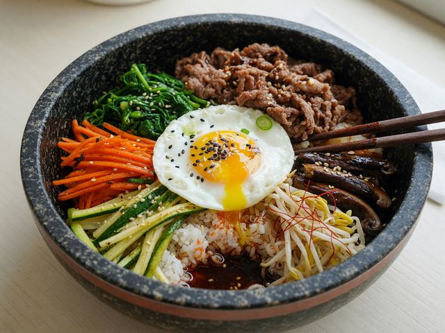 Korean Bibimbap with Beef and Egg