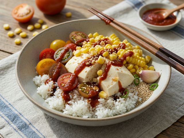 Korean Gochujang Corn & Tomato Soft Tofu Bowls
