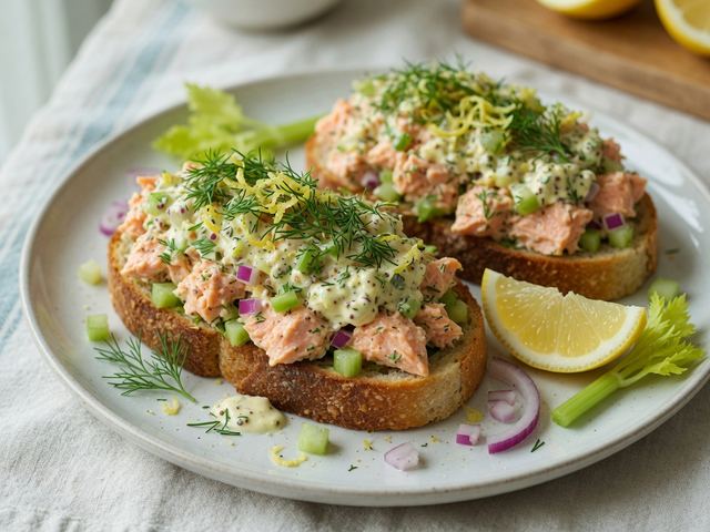 Lemon Dill Salmon Salad Sandwiches
