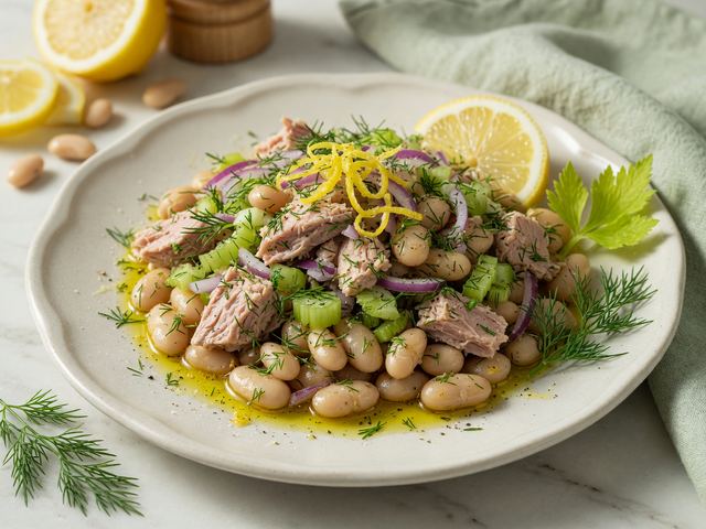 Lemon Dill Tuna White Bean Salad