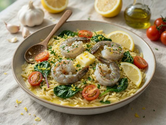 Lemon Garlic Butter Shrimp Orzo Bowls