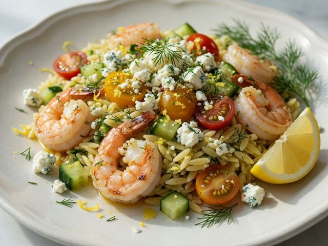 Lemon-Garlic Shrimp Orzo Salad with Feta and Dill