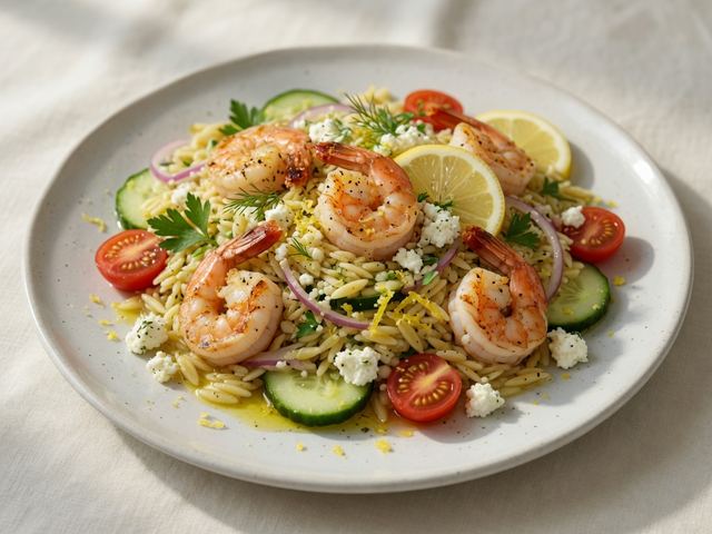 Lemon Garlic Shrimp Orzo Salad