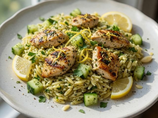 Lemon Herb Chicken Orzo Salad