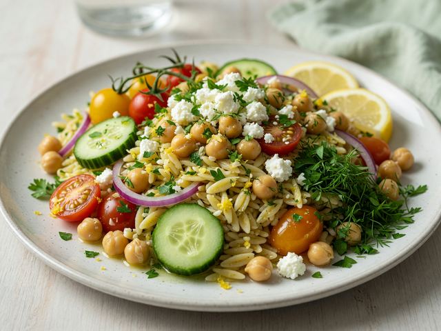 Lemon Herb Chickpea Orzo Salad