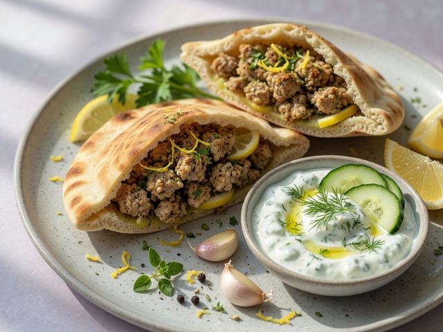 Lemon Herb Turkey Pita Pockets with Cucumber Yogurt