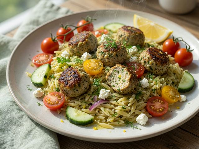 Meal-Prep Greek Turkey Meatball Orzo