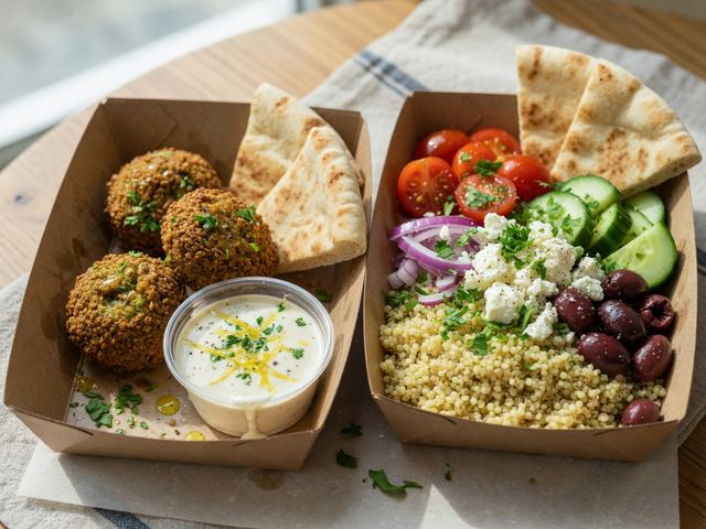 Mediterranean Falafel Pita Boxes with Lemon Tahini