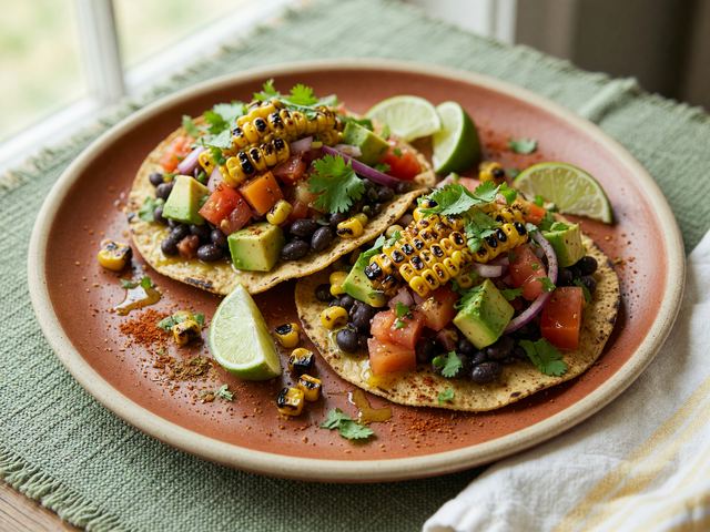 Mexican Charred-Corn Black Bean Tostada Salads
