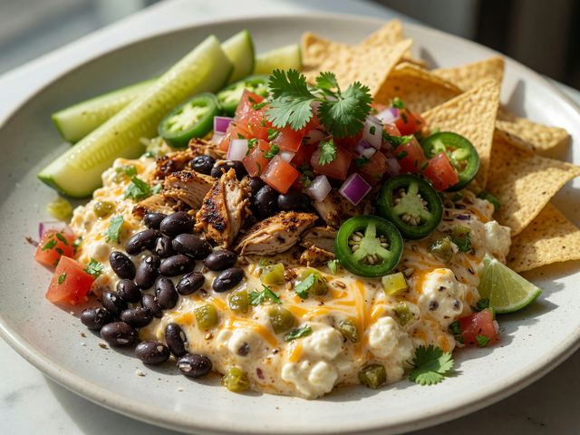 Muscle-Building Loaded Cottage Cheese Queso Dip Plate