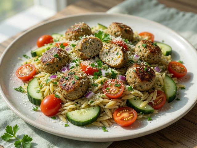 Muscle-Building Turkey Meatball Orzo Salad