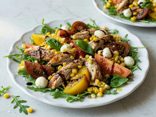 No-Cook Rotisserie Chicken Heirloom Tomato Corn Plates