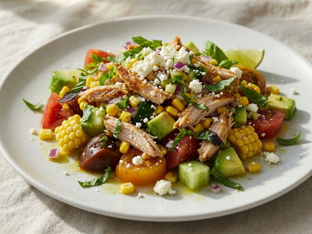 No-Cook Rotisserie Chicken Heirloom Tomato Corn Chopped Salad
